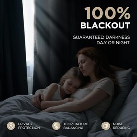 Joydeco - Juego de 2 Paneles de Cortinas Opacas 100% Negras, de 84 Pulgadas de Largo, Cortina Negra para recámara, Sala de Estar, Cortinas de Terciope