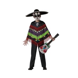 Atosa Skeleton Costume Musical Poncho Funny Black Child 3 to 4 Years