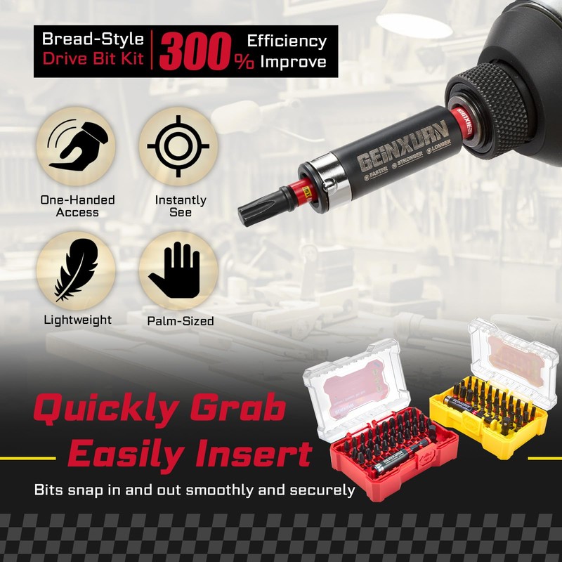 Geinxurn 64Pieces Impact Screwdriver Bits Set, S2 Steel Magnetic Phillips/Security