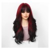 Rojo Vino Pelucas Mujer Dama Larga Ondulada Cabello Natural
