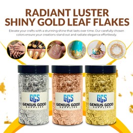 Rose Leaf Flakes 10 Grams, for Nails,Flakes-Gold Paper-Gold Leaves for Crafts-Gold Foil Flakes-Gold Leaf for Resin-Foil Craft Sheets-Gold Flakes for Crafts- Nail Decoration (Rose Gold)