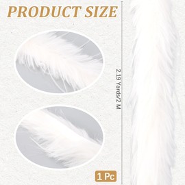 CABODYALS 2M White Faux Fur Strips Shaggy Plush Ribbon Fabric Rolls Artificial Fluffy Trimming Warm Soft Hand Decorated Furry Strip for Sewing Making Costumes Cosplay Party Decoration Diy Art Crafts