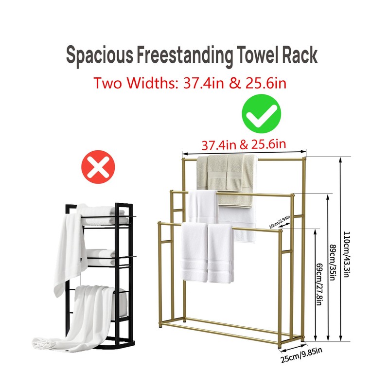 NEICELLE 3 Tier Standing Towel Rack - Extra Wide Large