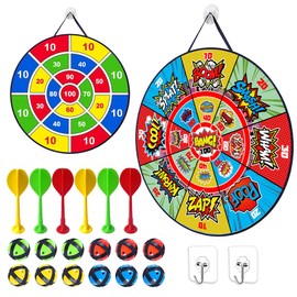 Children's dartboard, indoor, outdoor for throwing game, ball game, 66 cm with 12 balls and 6 darts, superhero birthday decoration, party bag, children's birthday, advent calendar gifts for children