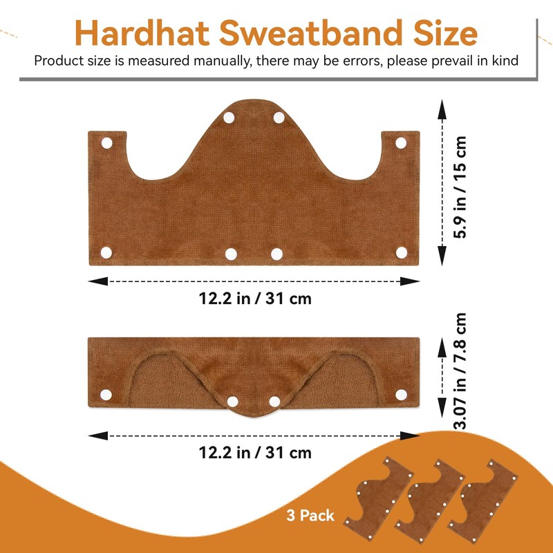 Big Hard Hat Sweatband, Hardhat Liner Sweat Band with Snap