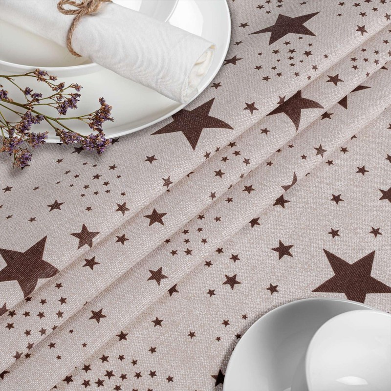 Fabric Tablecloth Washable Table Linen Tablecloth Cotton Polyester Stars Round