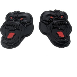 2Pcs Angry Gorilla Ape Emblems Side Rear 3D Badge Car Truck Motorcycles Decal Gorilla Sticker Custom New (Glossy Black)