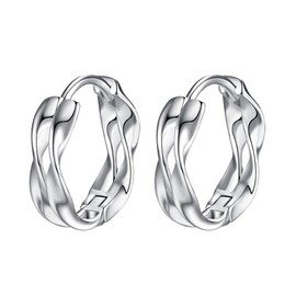 Silver Hoop Earrings for Women, 925 Steling Silver Twist Double Hoops Earrings, Small Sleeper Hoops for Ladies Girls(10mm)