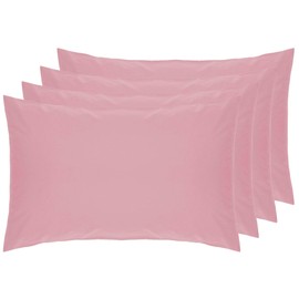Belledorm 4 PACK Pink Pillowcases, 7 Year Guarantee, 200 Thread Count Percale (Housewife, Blush)