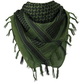 Haakong Arab Shemagh Tactical Desert Keffiyeh Head Scarf Arabic Turban Neck Headwear Arab Wrap with Tassel for Men Women (Style 2, Green)
