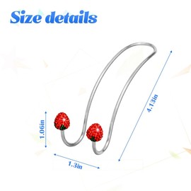 KANDUJIMU Strawberry Car Decor Hooks, 2 Pack Bling Diamond Seat Back Organizers, Auto Headrest Storage Hangers Hooks for Purse Handbag Clothes Grocery, Universal Car Accessories for Women (Red)