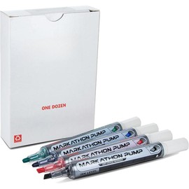 Markathon Pump Dry Erase Marker  Chisel Tip Assorted Colors 4 Pack with Eraser (MWL6SXBP4MKIT) - Size: 12 Count (Pack of 1), Style: Assorted