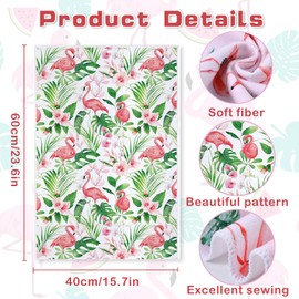 YEAMLTE Flamingo Kitchen Towels, Set of 2 Kitchen Towels, Flamingo Tea Towels, 40 x 60 cm, Summer Tea Towels, Pink Tea Towels for Kitchen, Bathroom, Home, Decoration (C)