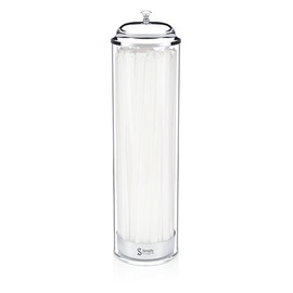 SimplyImagine Acrylic Straw Dispenser - 13 Inch Tall Drinking Straw Holder for Kitchen, Pop Up Straw Lid Dispenser for Extra Long & Jumbo Straws, Old Fashioned Retro Style