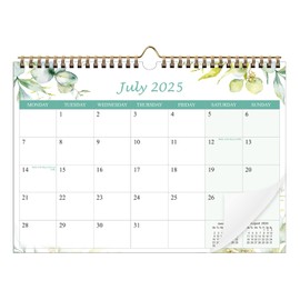 Calendar 2025 2026 UK - Moseem 18 Monthly A4 Wall Calendar 2025/26, Family Planner Month to View from July 2025 - Dec.2026 for Home Office Planning Orgnizing - Green Leaf