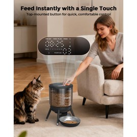 Invengo Automatic Cat Feeder with Timed Food Dispenser, One-Touch Feeding, Dual Power Supply, Anti-Bug Design, Visible 3L Hopper – Automatic Pet Feeder for Cats and Small Dogs