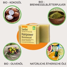 Savion 4+1 Organic Hair Soap Nettle, Vegan, Handmade, Palm Oil Free, Plastic-Free, 5 x 85 g