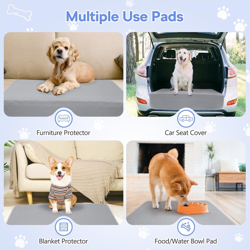 BHVESLL Reusable Dog Training Pads, 36x38 Inch-4 Packs Incontinence Bed