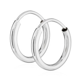 NKlaus Pair of 585 Gold White Gold Hoop Earrings 13 mm Earrings 1.9 mm Thickness Round 2570, Yellow Gold
