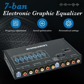LEIGESAUDIO LG-EQ7A 7-Band Car Audio Graphic Equalizer with Front 3.5mm Aux Input, High Voltage RCA Outputs and High Level Speaker Inputs