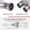 Richeer 3 to 2.5 inch Exhaust Tip Y Pipe, 3"