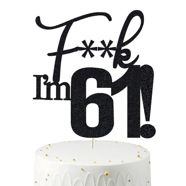 61 decoraciones para tartas, 61 decoraciones para tartas de cumpleaños, purpurina negra, divertida decoración para tartas 61 para hombres, 61 decoraciones para tartas para mujeres, decoraciones de cumpleaños 61 y 61