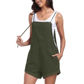 T1FE 1SFE Overall Shorts For Women Denim Jean Romper Spaghetti Straps Casual Cotton Overalls Fashion Jumpsuits with Pockets Green M