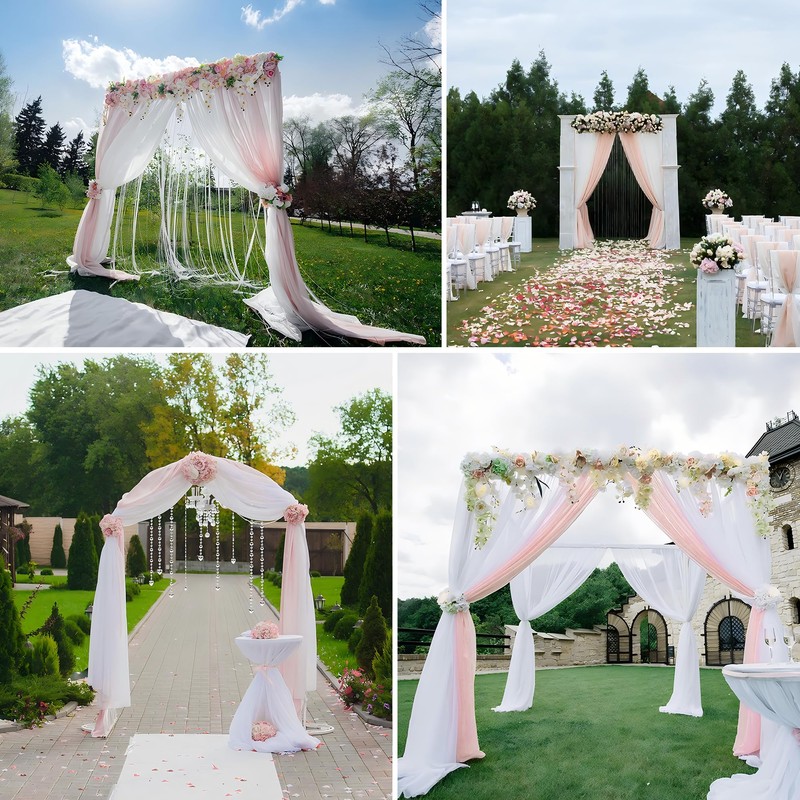 MEKOTRIN Wedding Arch Draping Fabric, 2 Panels 28"x20ft Chiffon Fabric