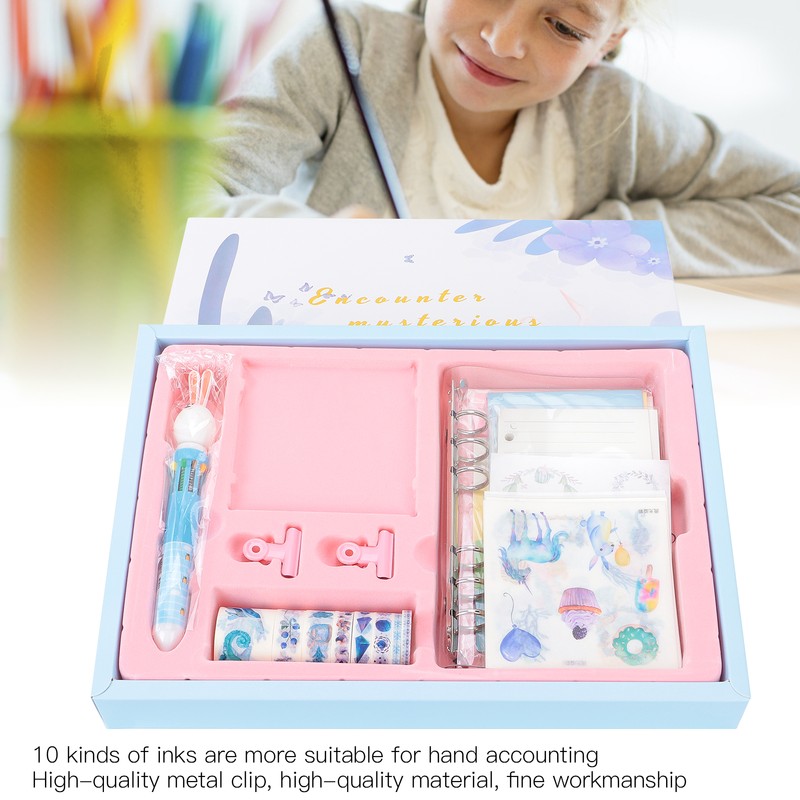Notebook Set Checkered Girl's Heart Cute Thick Journal Gift Box