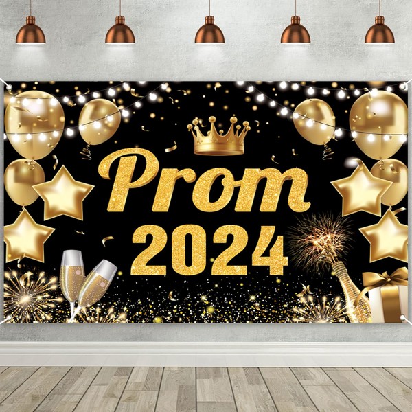 Large Graduation Decorations Prom Banner 2024, Class of 2024 Black