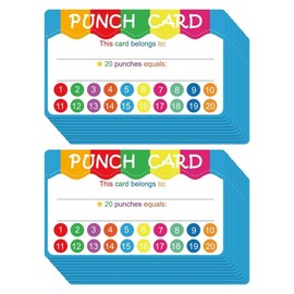 Tofficu 50pcs Classroom Reward Punch Cards for Kids Behavior Incentive, Paper Material, Multi-Color, Ideal for Teachers, Students, Homework Tracking, School Encouragement Cards