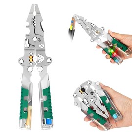 Alicate de Pelado de Cables 8 en 1, Alicate Profesional Multifuncional para Pelado de Cables, con Tester de Voltaje, Herramienta de Reparación para El