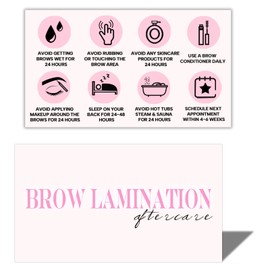100 Pack Brow Lamination Aftercare Cards 3.5x2.1" Brow Lamination Aftercare Instructions Cards Brow Lamination and Tint Kit Brow Lamination Kit for Brow Lamination Supplies Eyebrow Lamination Supplies