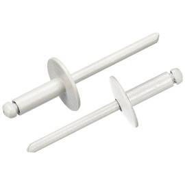 sourcing map 100Pcs 3/16"x1/2" Large Flange Head Blind Rivets, Zinc-Plated Carbon Steel Grip and Mandrel Cap Blind Rivets, Grey