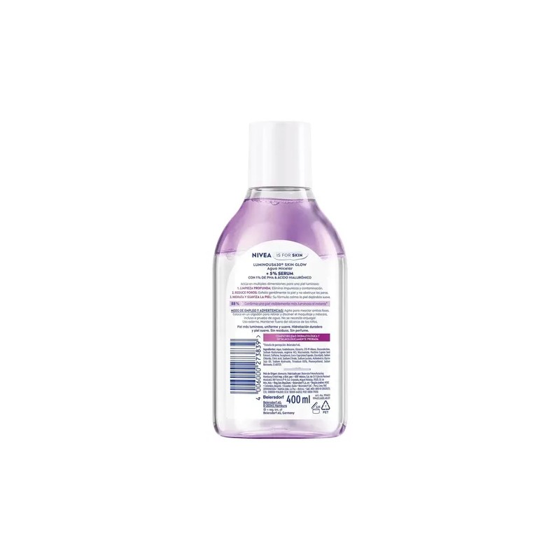 Agua Micelar Desmaquilla Nivea Luminous 630 Skin Glow 400ml