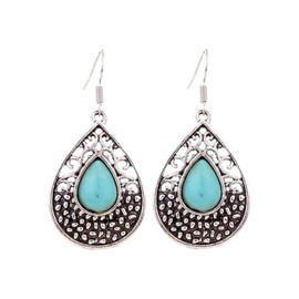 Turquoise Jewelry Teardrop Drop Dangle Earrings for Women – Vintage Boho Western Style Statement Jewelry, Lightweight Fashion Accessories for Casual & Formal Wear