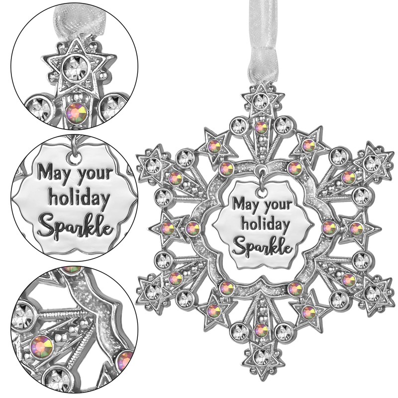 LIFE&FOOT Christmas Tree Ornaments 2025 Snowflakes Hanging Charm Decorative Pendant