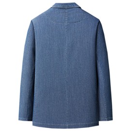 Men's Denim Sport Coat Classic Notched Collar 2 Button Blazer Jacket, Dark Blue, Medium