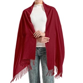 Winter Scarf for Women Pashmina Shawls and Wraps for Evening Dresses Fall Warm Bridesmaid Long Shawl Scarves(Winered)