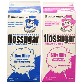 Concession Essentials Cotton Candy Floss Sugar -2pk- Blue Raspberry and Pink Vanilla Flavor One Of Each (3.25lb Total )