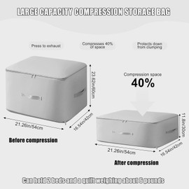 Ultra Space Saving Self Compression Organizer, 2025 New Space Saving Self Compression Organizer Space Bags, Premium Comforter Packaging Cube Bedding Storage Bag (Large 54x42x60cm)