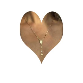 Wendalern Cross Y Pendant Necklace Gold Virgin Mary Necklace Holy Cross Crucifix Necklace Catholic Madonna Necklace Body Jewellery for Women Girls