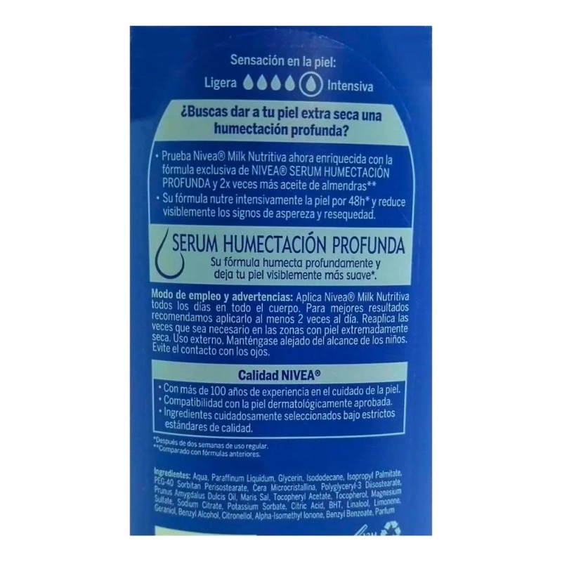 Nivea Milk Nutritiva crema corporal 1 L nutrición para piel