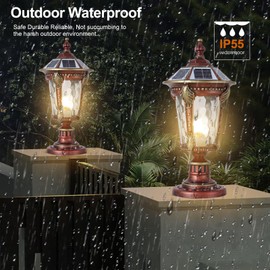 SLAWA Outdoor Post Lights Solar Column Caps Lamps Modern Exterior Lamp Post Light Fixture Aluminum Glass Waterproof Deck Pillar Lights Fence Post Lights Solar Powered Entry Lawn Landscape Path Lights