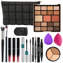 Kit de Maquillaje para Mujeres Niñas, Set de Maquillaje para Mujer, Incluye Paleta de Sombras de Ojos,Rizador de Pestañas, Esponja, Brocha, Lápiz...  