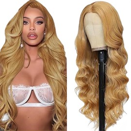Salharer Real Hair Wig for Women - Body Wave Human Hair Wig 13 x 6 Lace Front Wig - 100% Brazilian Wigs Real Hair with Baby Hair - Any Part Honey Blonde Colour - 66 cm