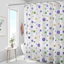 fogman Shower Curtain Bath Curtain Colorful Waterproof Thick Cute Stylish Room Divider (Flower(Purple))