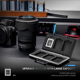 XQD Cfexpress Type B Card Holder,Water-Resistant 6 Card Case Storage Organizer for Nikon Z8 Z9 Z6III Z6II Z7II Z6 Z7 D4 D850 D5 D500 D6 Fuji XH2 XH2S GFX 100II Panasonic S1 S1R GH7 GH6 DJI Ronin 4D