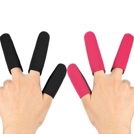6 protectores térmicos de alta resistencia al calor, para rizar, planchas planas, varitas, secadores de pelo, protector de calor, color negro y rojo rosa, pulgar y 2 dedos