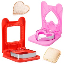 Yistoi Set of 2 Children's Bread Cutters, Children's Sandwich Cutters, Round, Heart-Shaped for School Lunch Boxes and Bento Children, Boys, Girls, Christmas, New Year